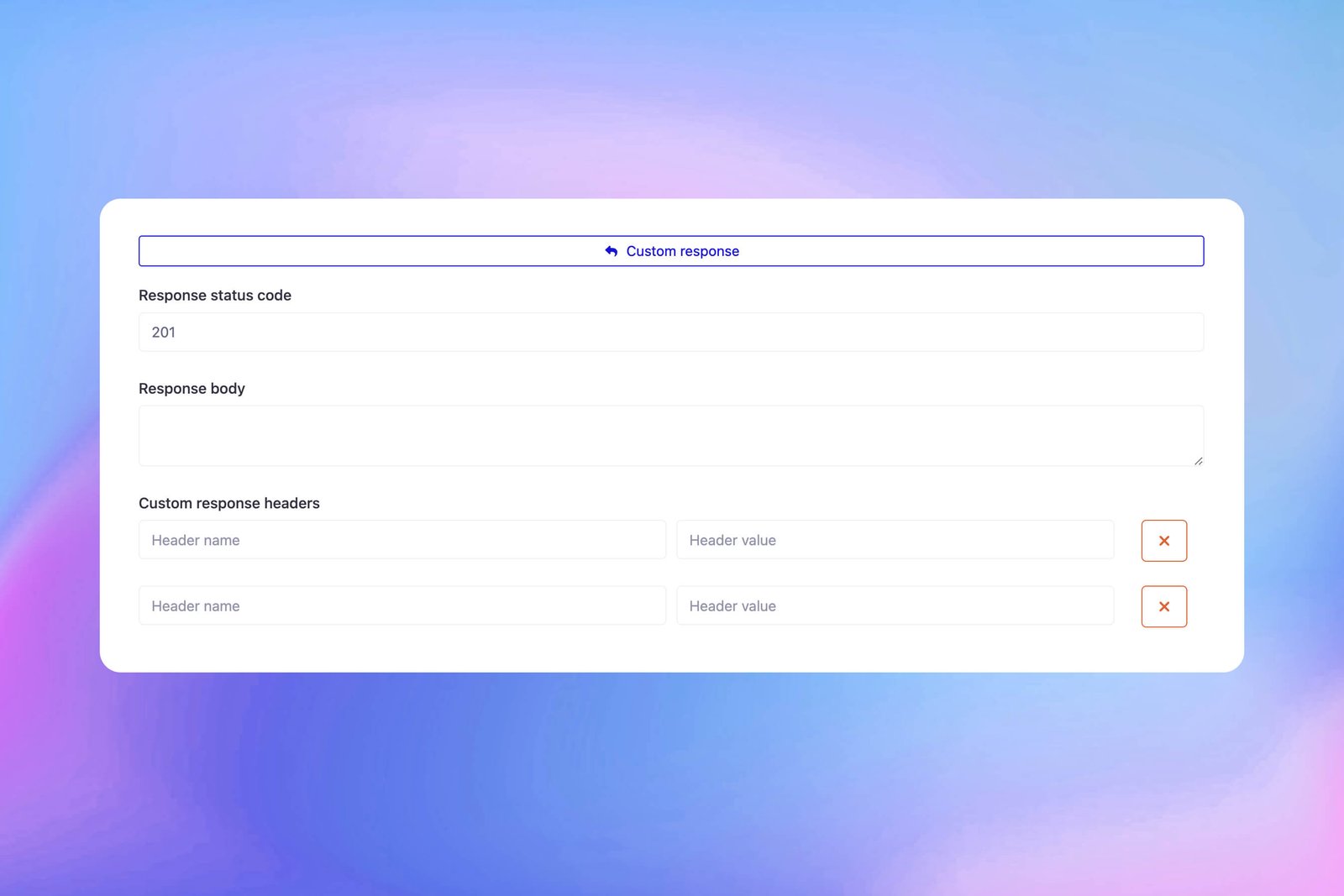 Capture d'écran de la fonctionnalité de réponses HTTP personnalisées du moniteur d'application